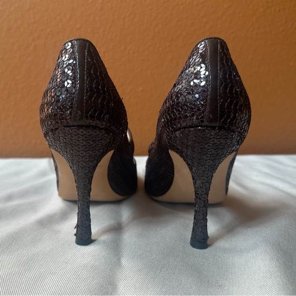 Manolo Blahnik Brown “Campari” Sequin Mary Jane Heels Size 40 Amazing Condition! - Picture 8 of 15